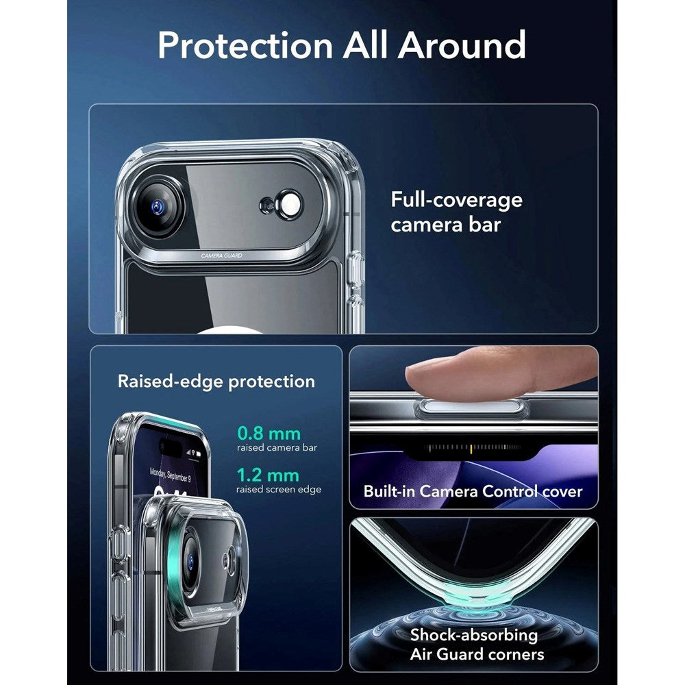 ESR iPhone Air Classic Hybrid Skal med Kamerakontrollknapp - MagSafe Kompatibel - Gennomskinlig