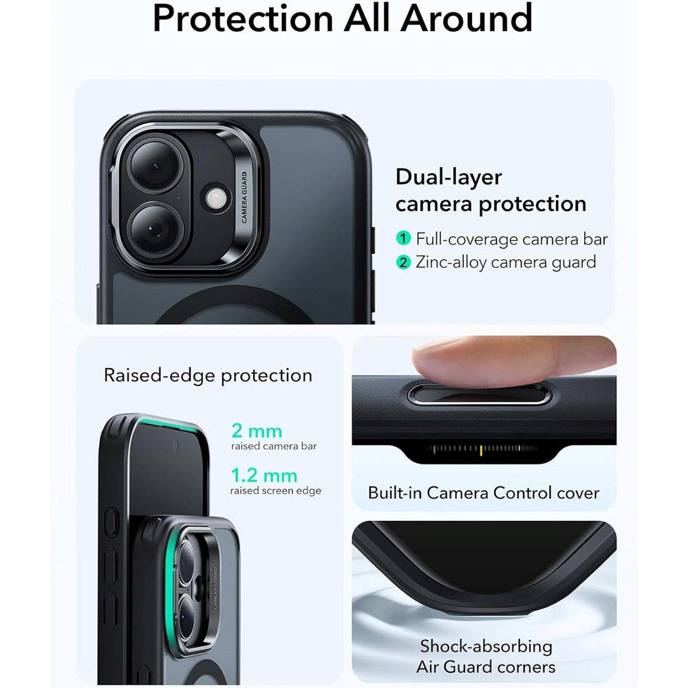 ESR iPhone 17 Classic Hybrid Stash Case med Kickstand - MagSafe Kompatibel - Matt Svart