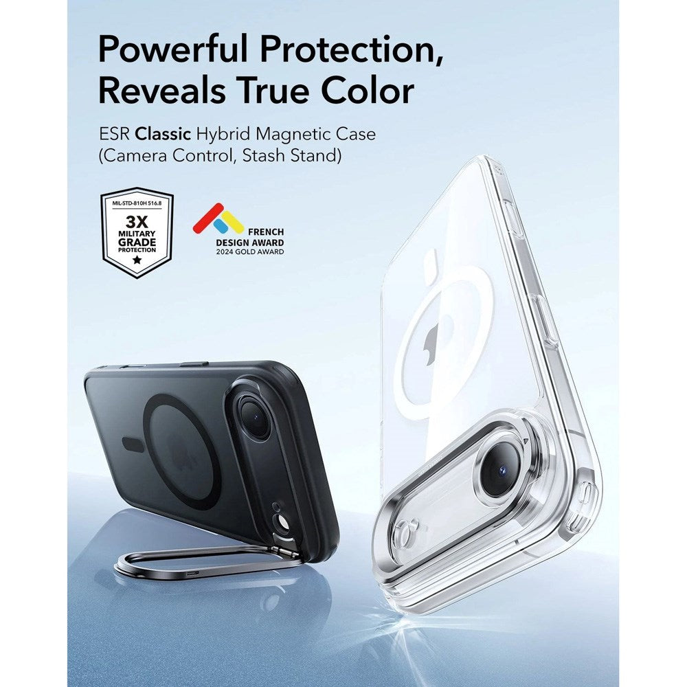 ESR iPhone Air Classic Hybrid Stash Case med Kickstand - MagSafe Kompatibel - Matt Svart