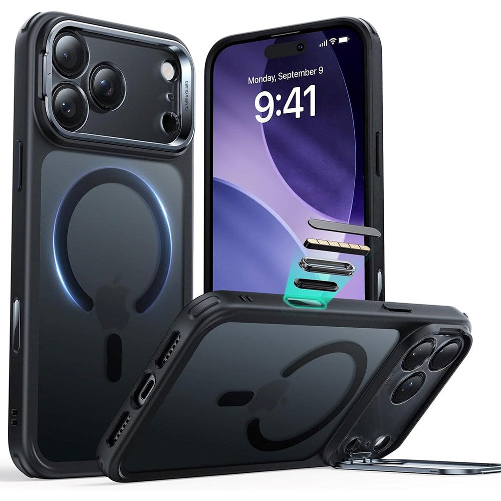 ESR iPhone 17 Pro Max Classic Hybrid Stash Case med Kickstand - MagSafe Kompatibel - Matt Svart