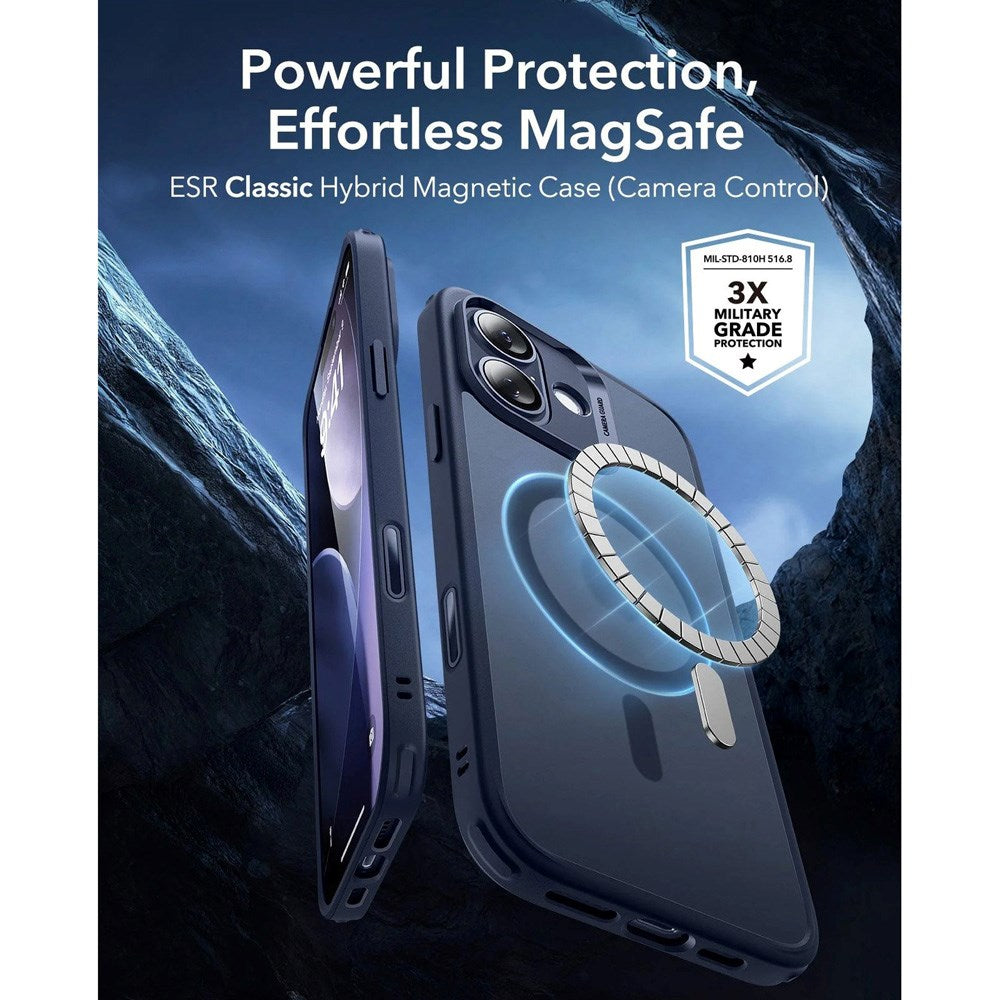 ESR iPhone 17 Classic Hybrid Skal med Kamerakontrollknapp - MagSafe Kompatibel - Matt Blå