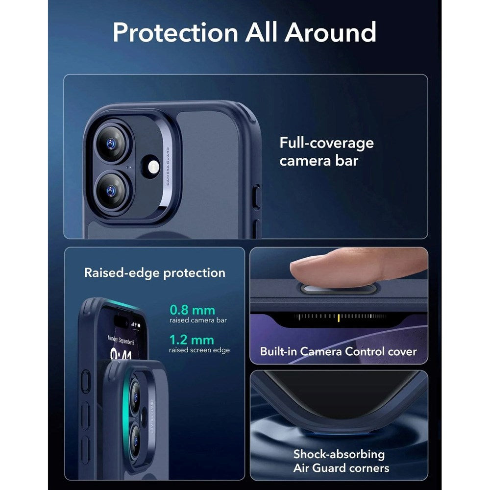 ESR iPhone 17 Classic Hybrid Skal med Kamerakontrollknapp - MagSafe Kompatibel - Matt Blå