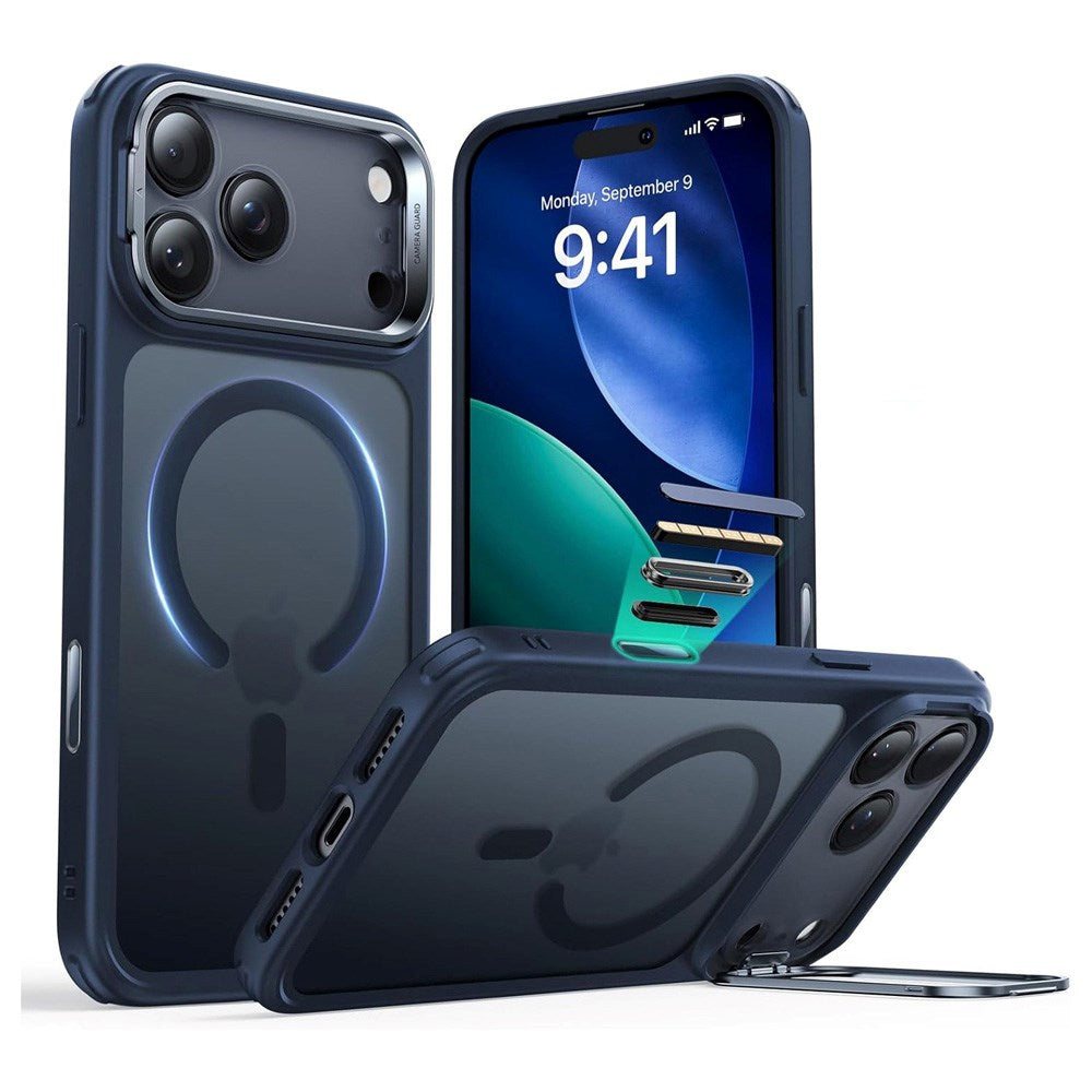 ESR iPhone 17 Pro Classic Hybrid Stash Case med Kickstand - MagSafe Kompatibel - Matt Blå