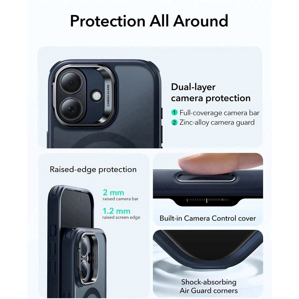 ESR iPhone 17 Classic Hybrid Stash Case med Kickstand - MagSafe Kompatibel - Mattblå