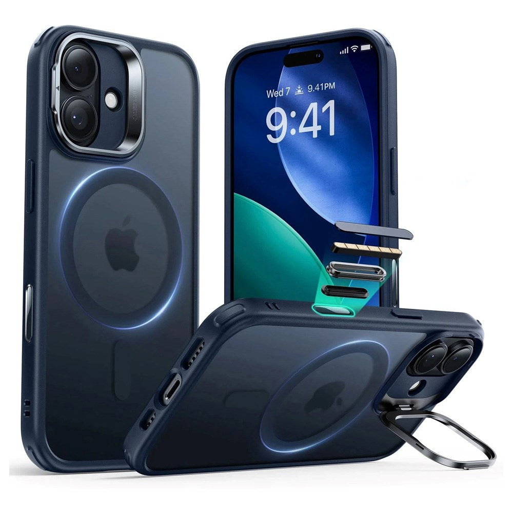 ESR iPhone 17 Classic Hybrid Stash Case med Kickstand - MagSafe Kompatibel - Mattblå