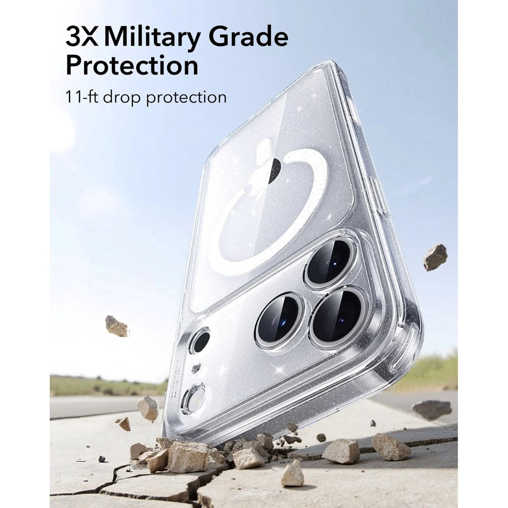 ESR iPhone 17 Pro Classic Hybrid Skal med Kamerakontrollknapp - MagSafe Kompatibel - Gennomskinlig / Glitter