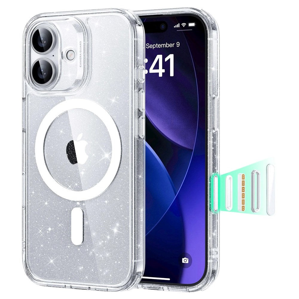 ESR iPhone 17 Classic Hybrid Skal med Kamerakontrollknapp - MagSafe Kompatibel - Gennomskinlig / Glitter