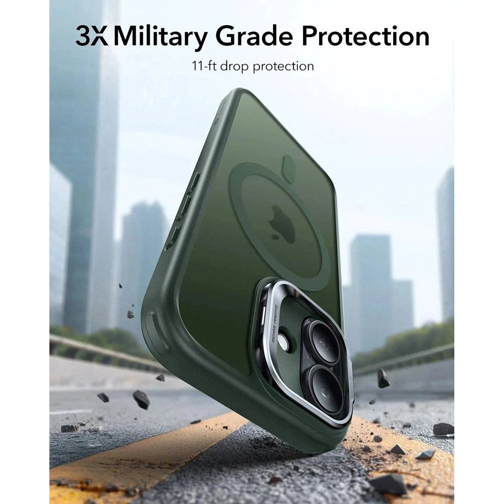 ESR iPhone 17 Classic Hybrid Stash Case med Kickstand - MagSafe Kompatibel - Mattgrön