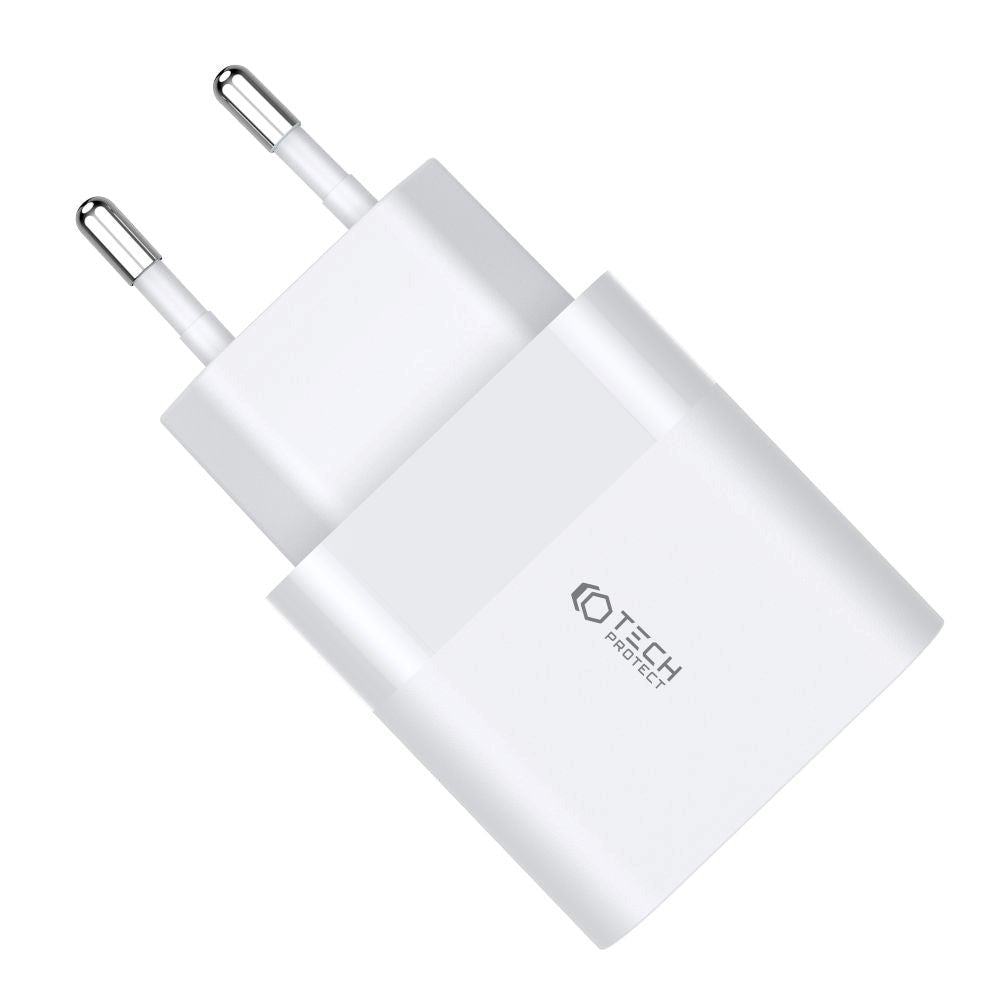 Tech-Protect 30W Väggladdare med 1 X USB-C och 1 X USB-A - Vit