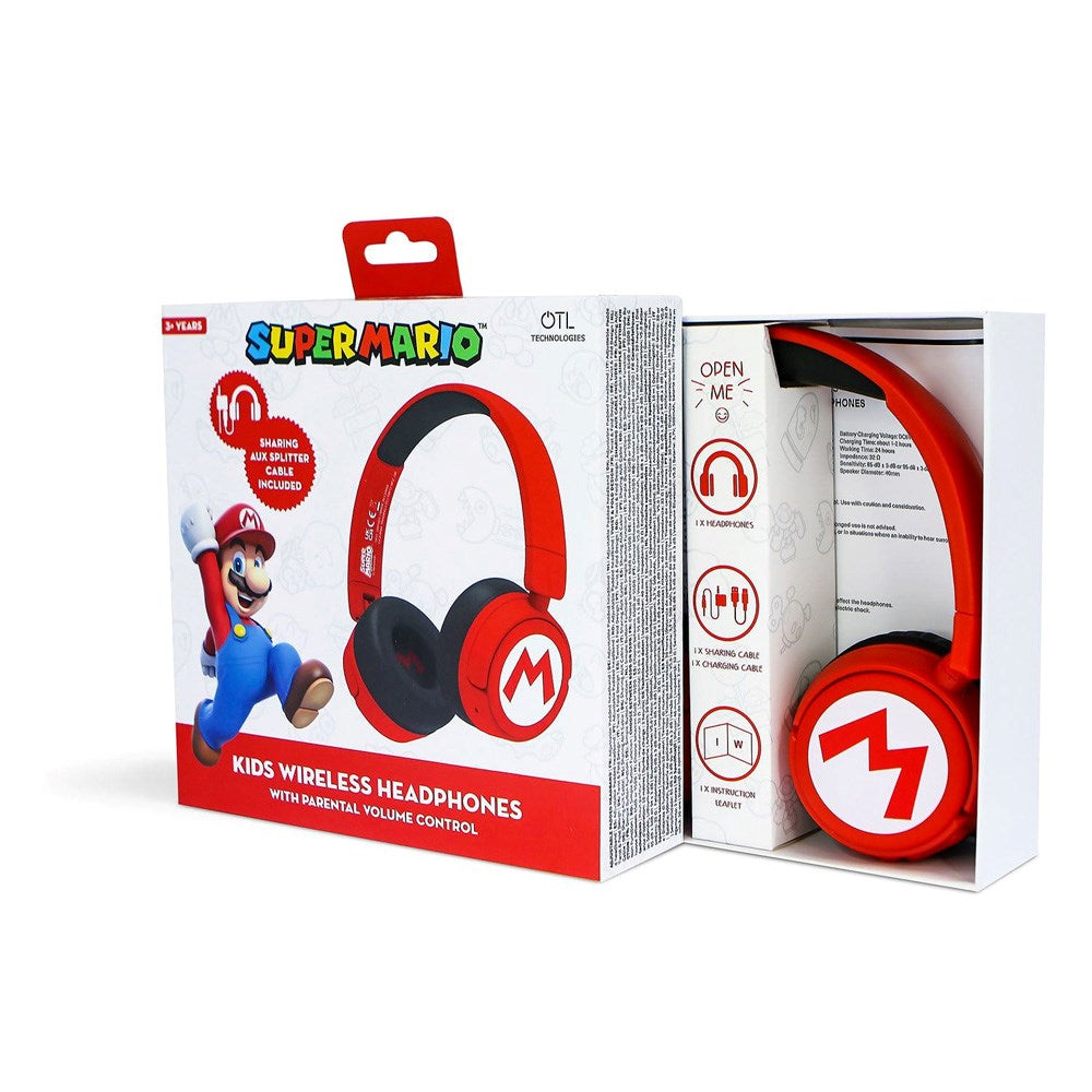 Super Mario OTL On-Ear Trådlösa Hörlurar för Barn - Röd / Svart