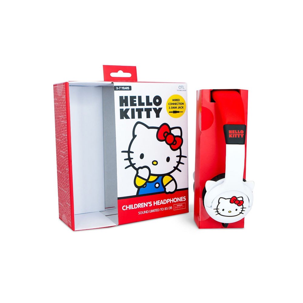 Hello Kitty OTL On-Ear Hörlurar för Barn med 3D-Öron – Max. 85dB - Vit / Röd