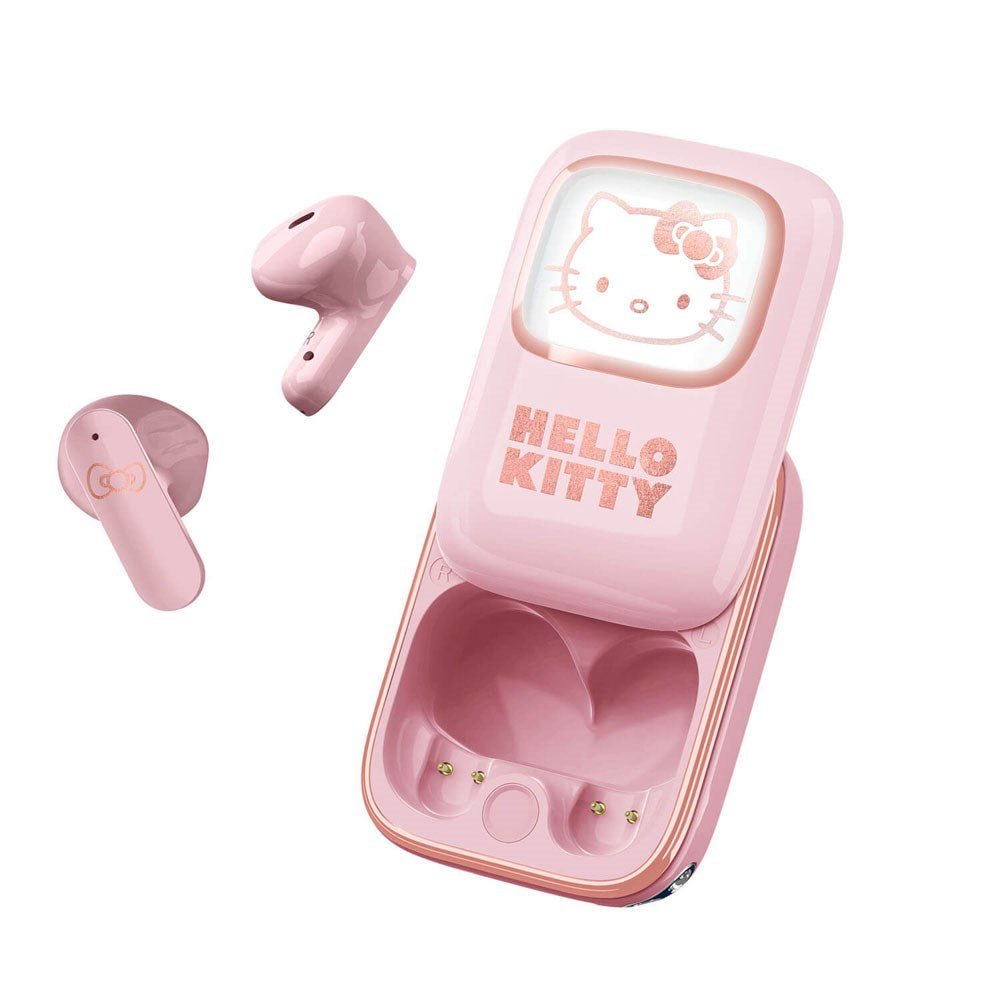 Hello Kitty OTL True Wireless In-Ear Headset med Uppskjutbart Laddningsfodral - Rosa