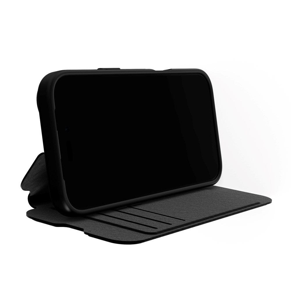 iPhone 16 Plus Tech21 Evo Lite Wallet Plånboksfodral Imitationsläder - Svart