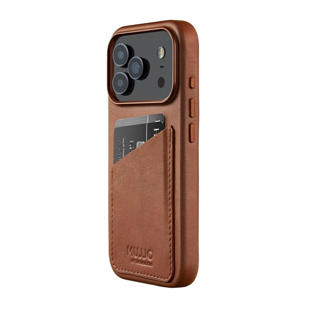Mujjo iPhone 17 Pro Wallet Leather Case - MagSafe Kompatibel - Tan
