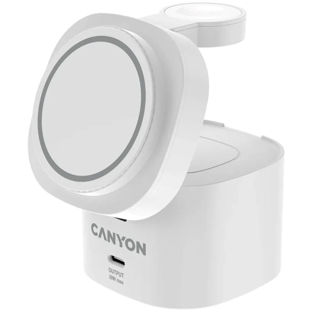 Canyon WCS-205 15W Qi2 2-i-1 Trådlös Laddare - MagSafe Kompatibel - Vit