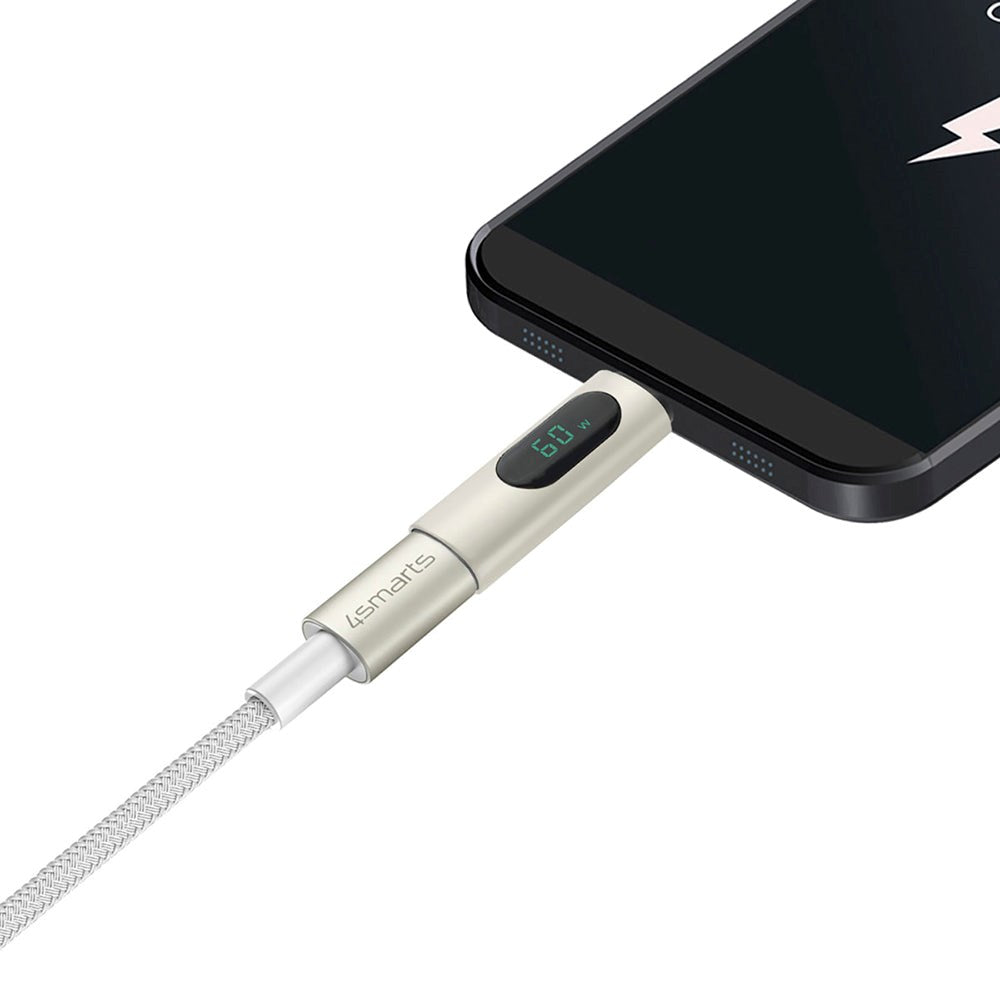 4smarts USB-C til USB-C 60W PremiumCord - 3x USB-C till USB-C-kabel med USB-C-adapter & förlängare - Vit