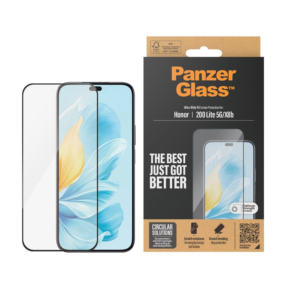 Honor 200 Lite / X8b - PanzerGlass Ultra-Wide Fit Skärmskyddsglas - Transparent