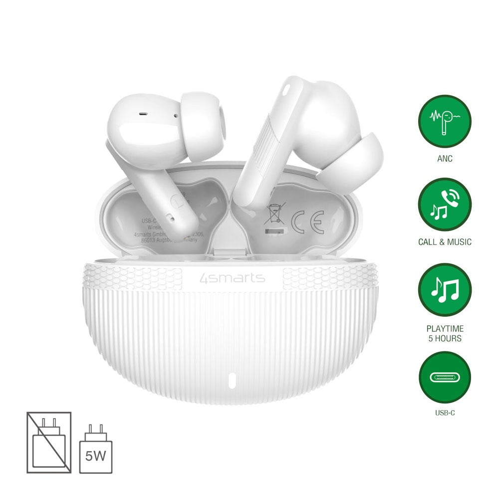 4smarts True Wireless SkyBuds Pro Hörlurar m. Aktiv Brusreducering - In-Ear - Vit