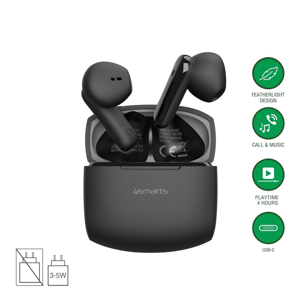 4smarts True Wireless SkyBuds Air Hörlurar - In-Ear - Svart