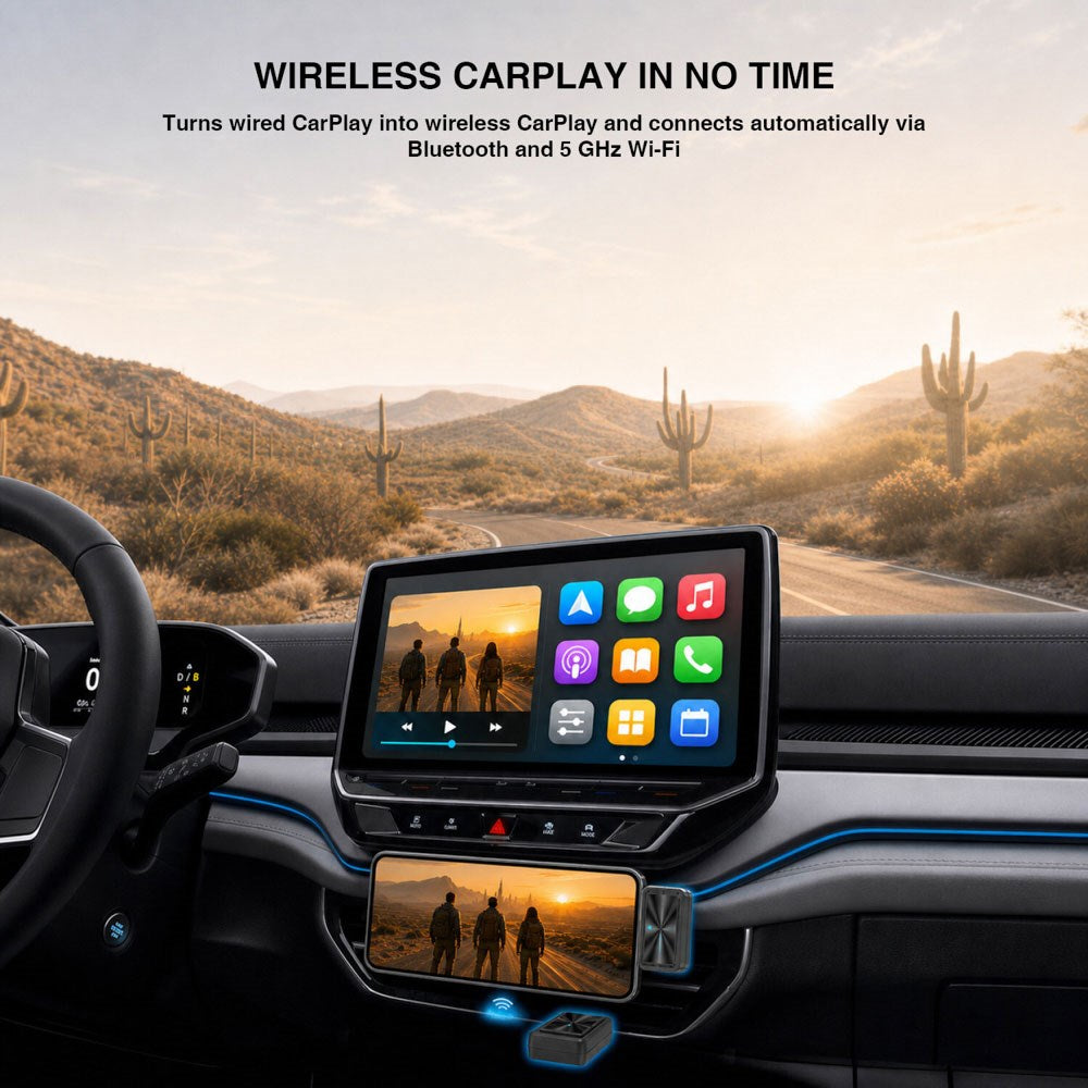 4Smarts Trådlös Adapter m. Skärmspegling för Apple CarPlay & Android Auto - Svart