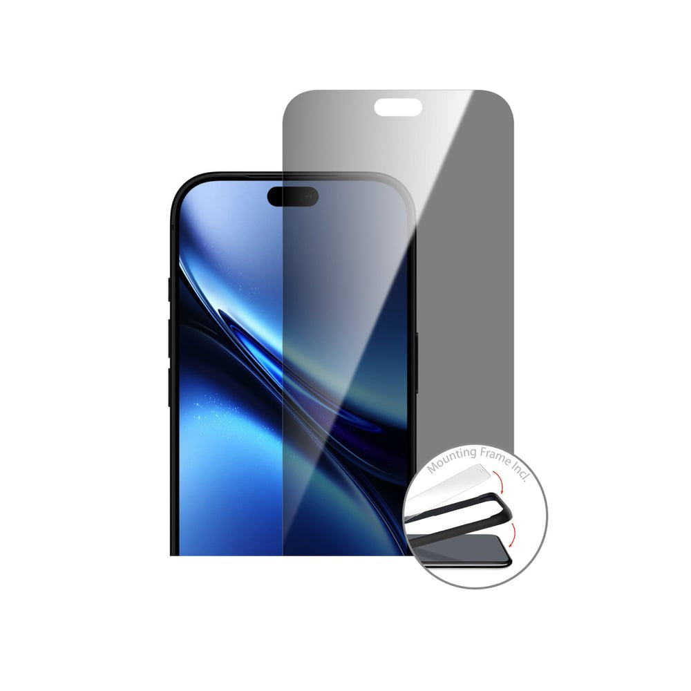 iPhone 18 Pro Max 4Smarts Second Glass Skärmskydd m. Monteringsram - Privacy Funktion - Genomskinlig