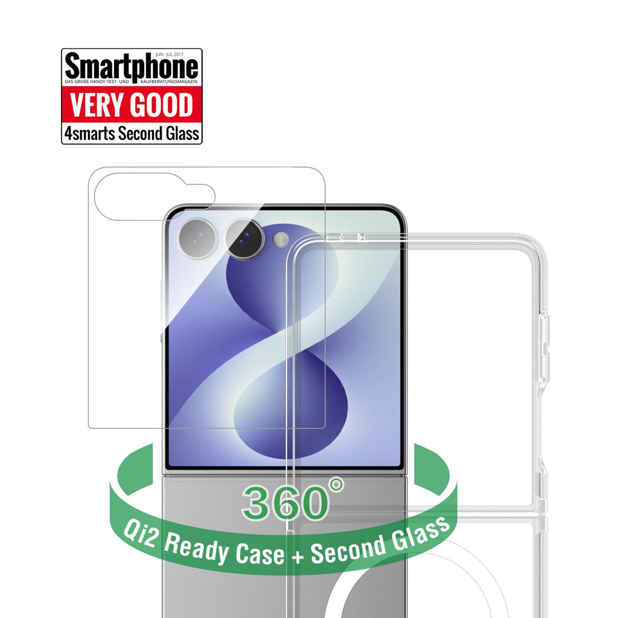 Samsung Galaxy Z Flip8 4Smarts 360° Protection Set m. Skal & Skärmskyddsglas - Genomskinlig
