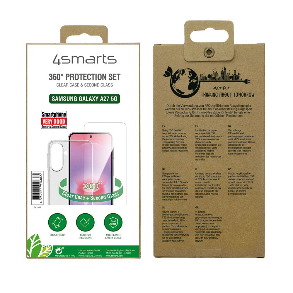Samsung Galaxy A27 4Smarts 360° Protection Set m. Skal & Skärmskyddsglas - Genomskinlig