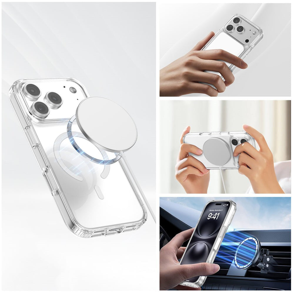 iPhone 18 Pro Max / 17 Pro Max 4Smarts 3-i-1 Premium Starter Set - MagSafe Skal, Skärmskydd & 20W Väggladdare - Genomskinlig / Vit