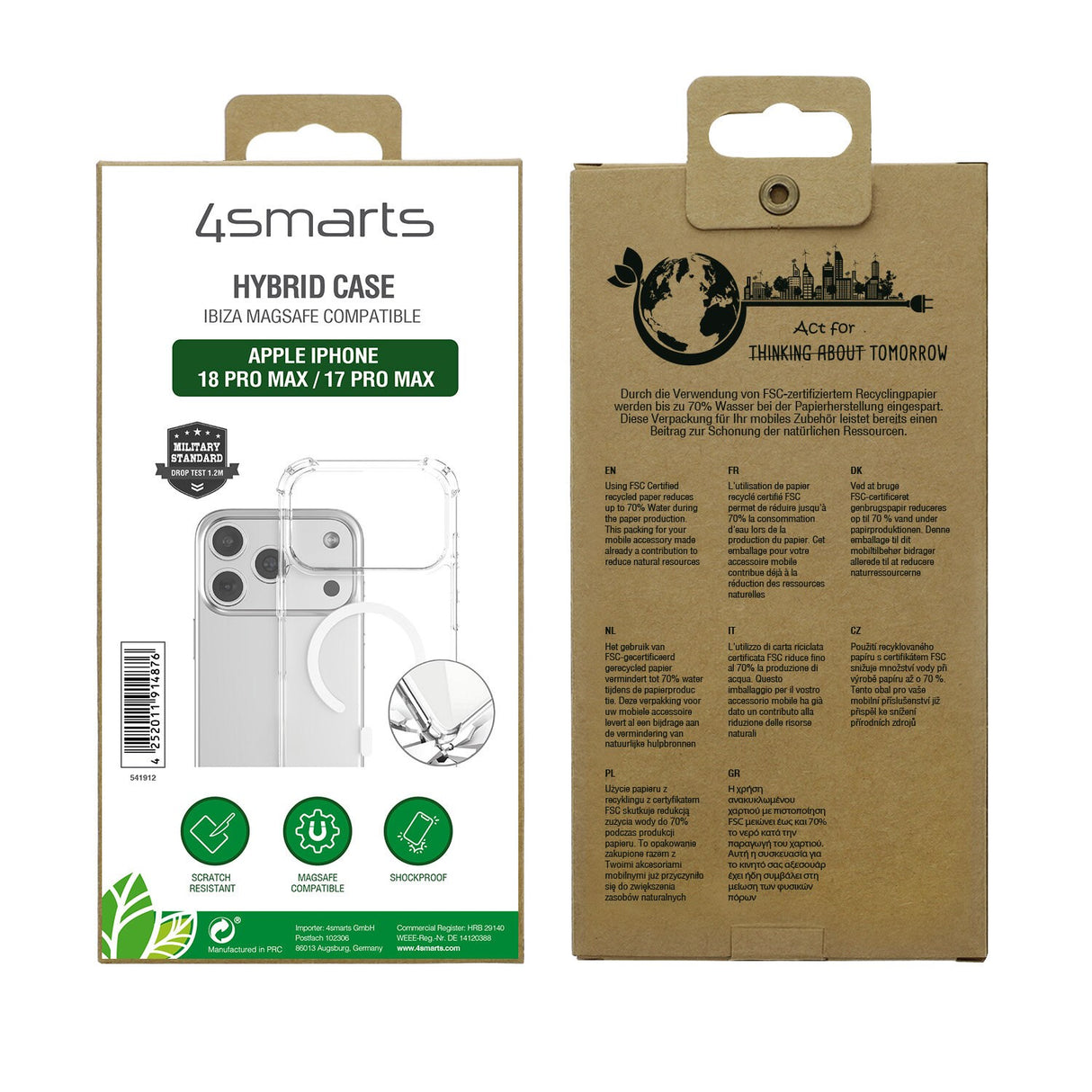 iPhone 18 Pro Max / 17 Pro Max 4Smarts IBIZA Hybrid Skal - MagSafe Kompatibel - Genomskinlig