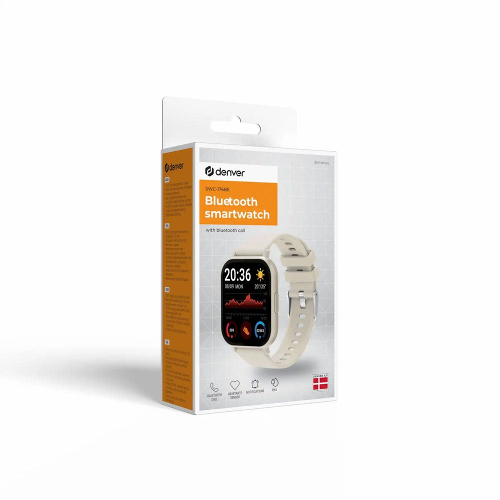 Denver SWC-176BE Smartklocka med Sömn- och Fitnesstracker - Silikonarmband - Beige