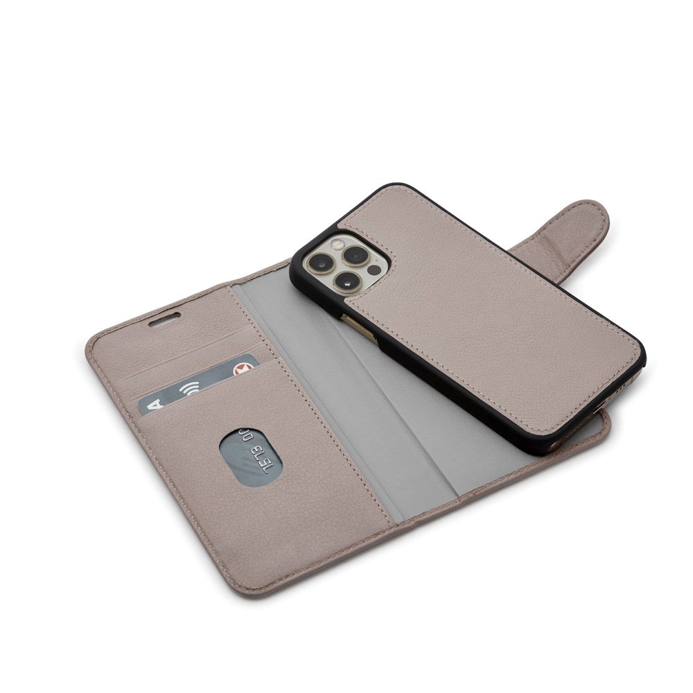 Trunk iPhone 12 Mini Äkta Läder Fodral med Avtagbart Skal - Rosa