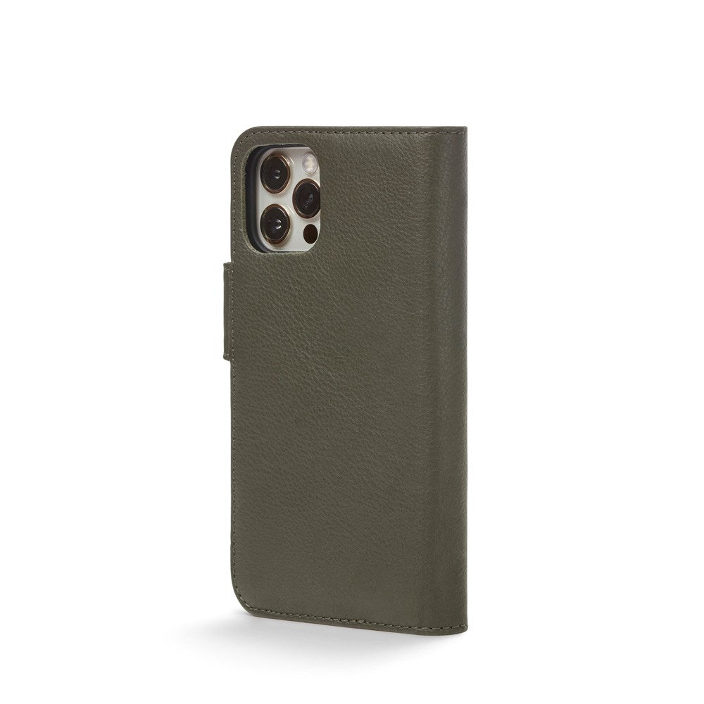 Trunk iPhone 12 Mini Äkta Läder Fodral med Avtagbart Skal - Grön