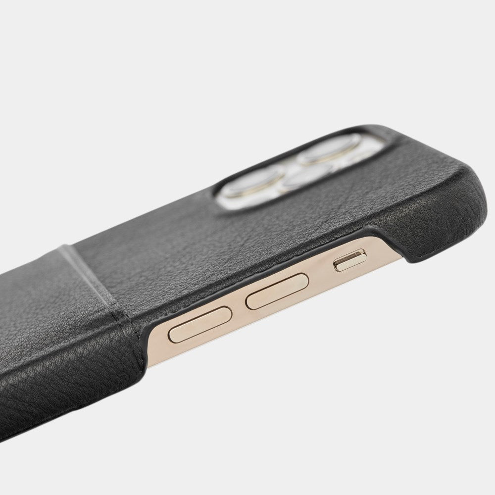 Trunk iPhone 13 Mini Äkta Läder Skal med Kortficka - Svart