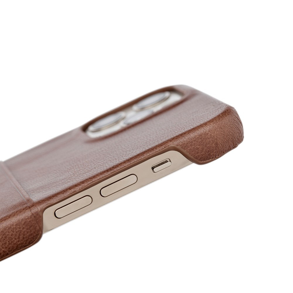 Trunk iPhone 13 Äkta Läder Skal med Kortficka - Brun