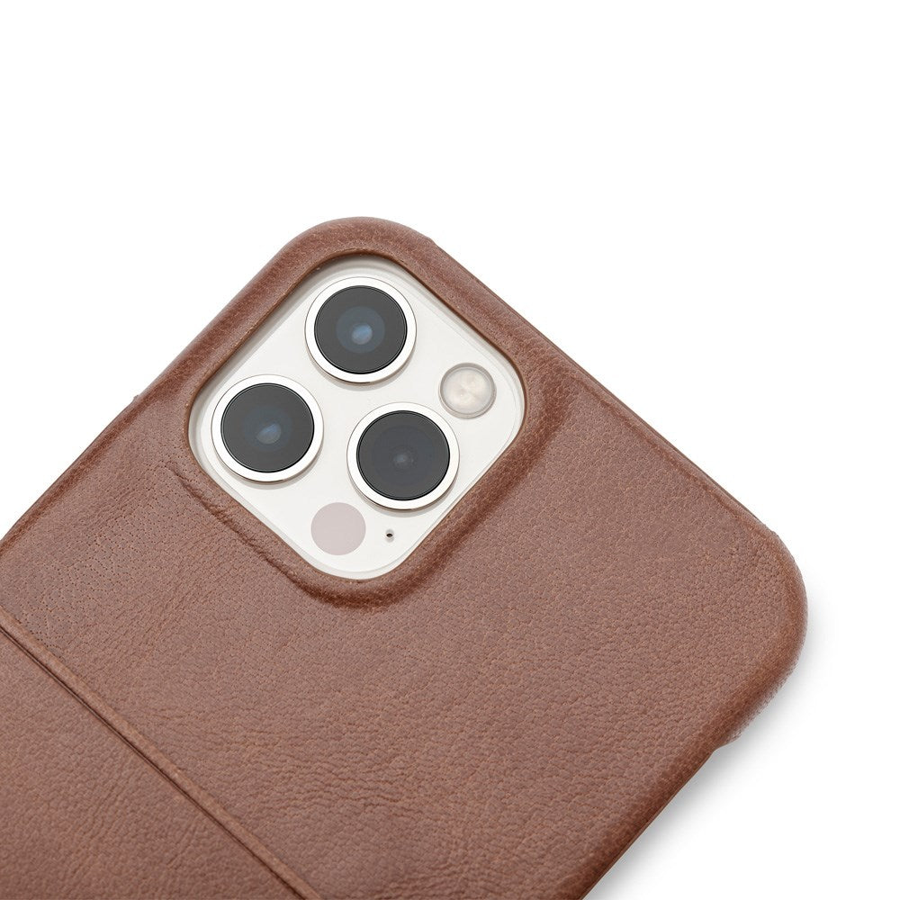 Trunk iPhone 13 Äkta Läder Skal med Kortficka - Brun