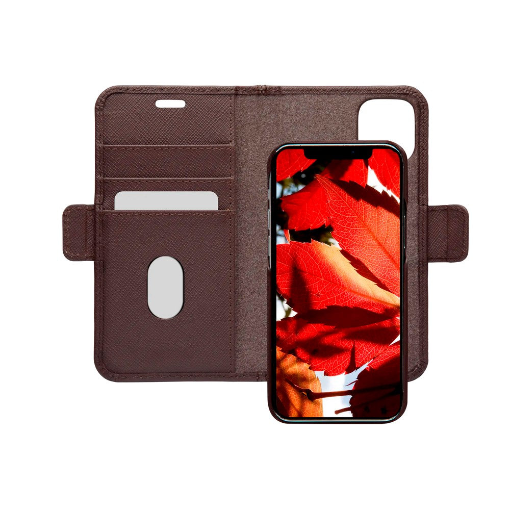 iPhone 12 Mini dbramante1928 New York 2-i-1 Äkta Läder Flip Fodral - Dark Chocolate