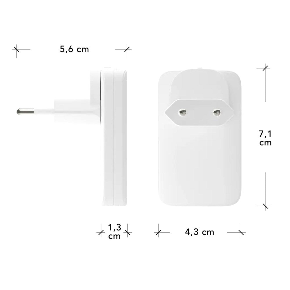 dbramante1928 Slim Väggladdare m. 1x USB-C 20W & 1x USB-A 18W - Vit