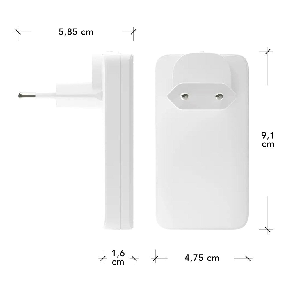 dbramante1928 Slim Väggladdare m. 1x USB-C 65W & 1x USB-A 30W - Vit