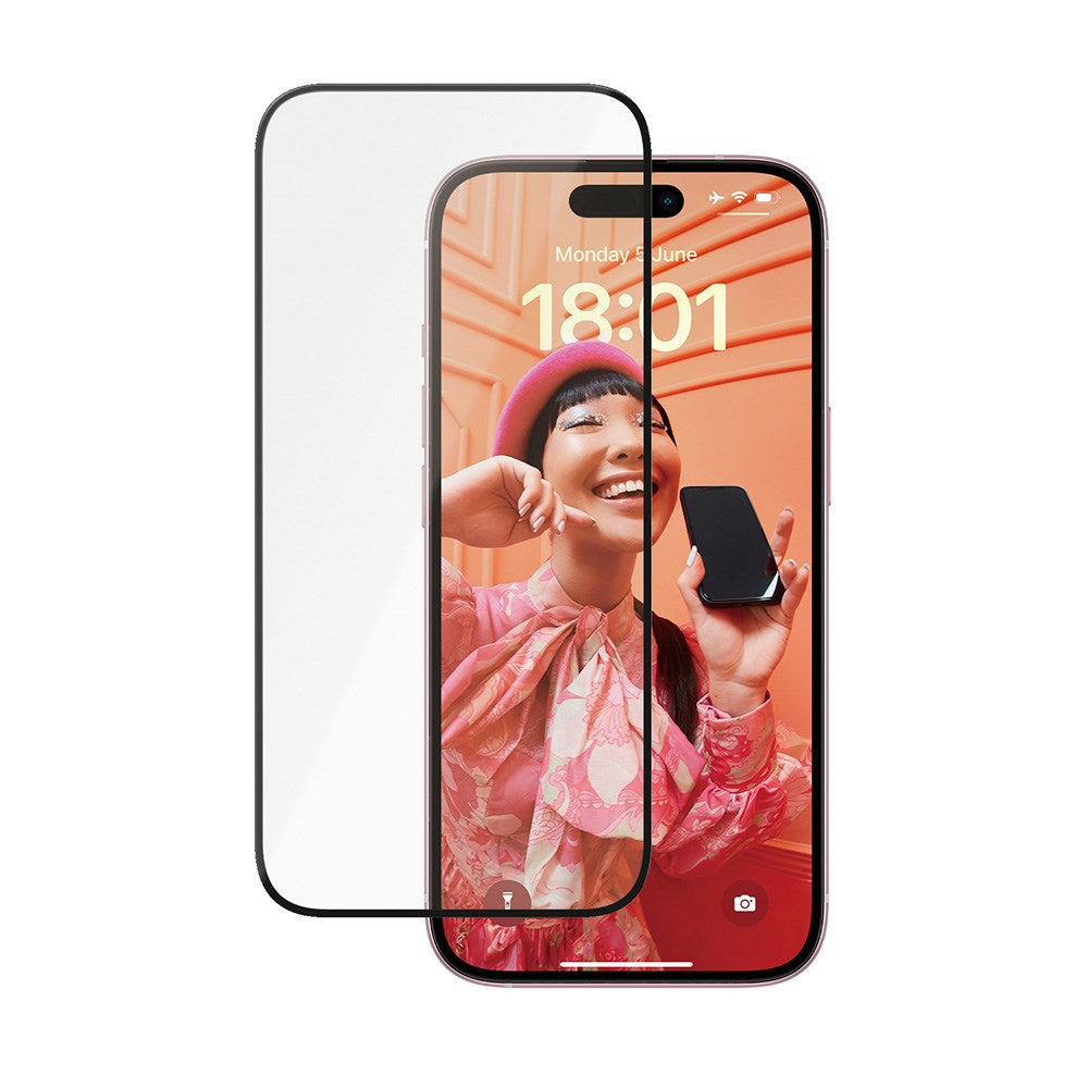 iPhone 15 / 16 PanzerGlass Ultra Wide Fit Ceramic Skärmskydd m. EasyAligner - Svart Kant