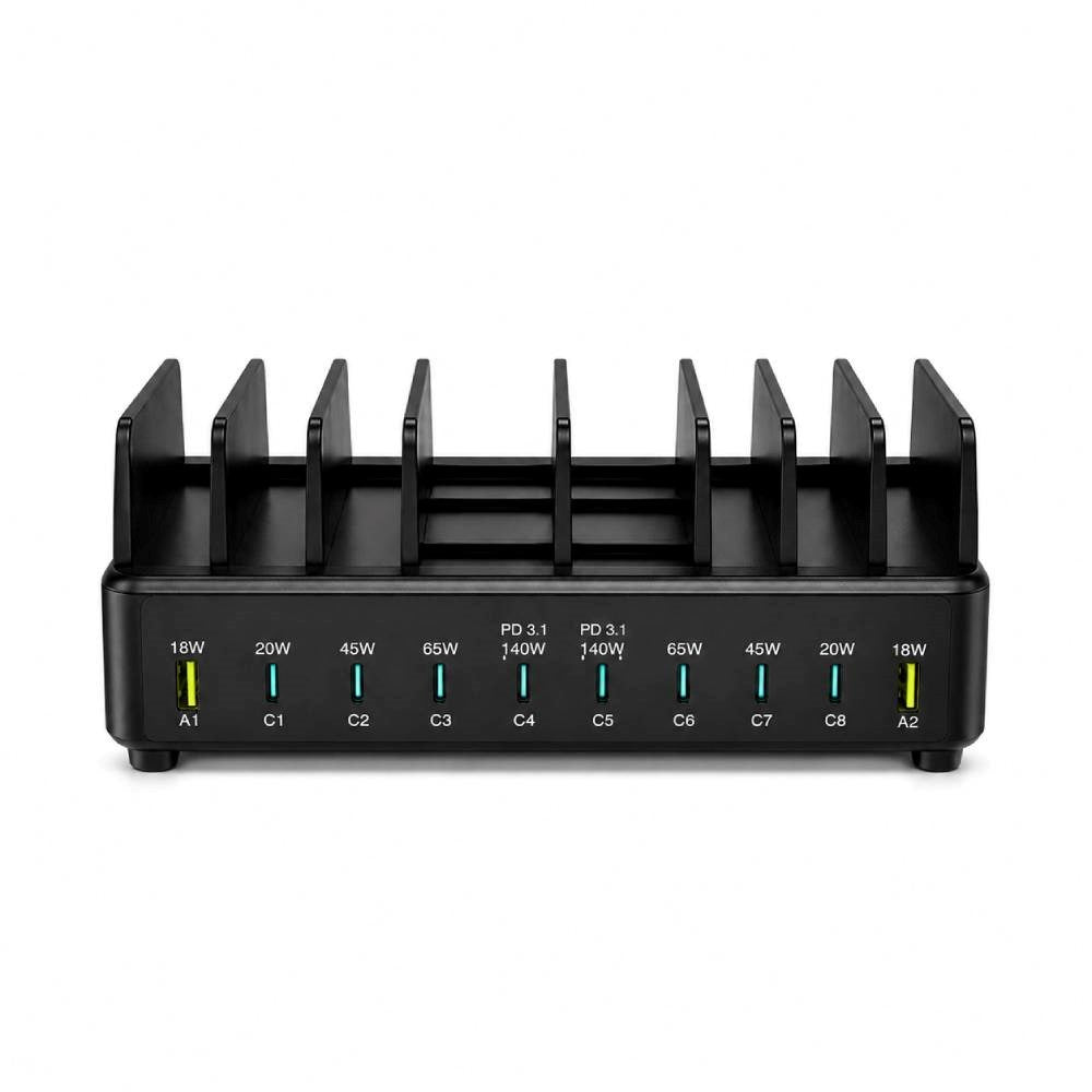 Xceed 320W Multiopladdare m. 8x USB-C & 2x USB-A - Svart