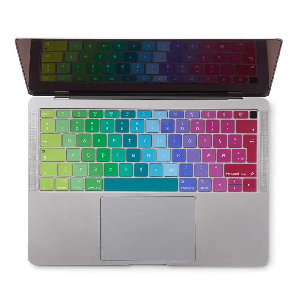 Philbert MacBook Air 13" (2018-2019) Tangentbordsskydd m. Danskt Tangentbord - Regnbåge