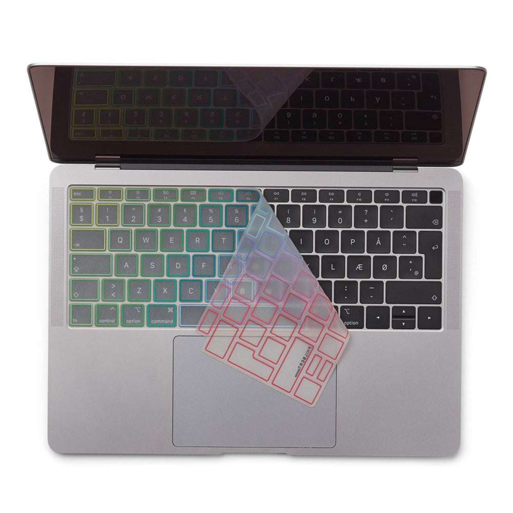 Philbert MacBook Air 13" (2018-2019) Tangentbordsskydd m. Europeisk Tangentbord - Genomskinlig / Regnbåge