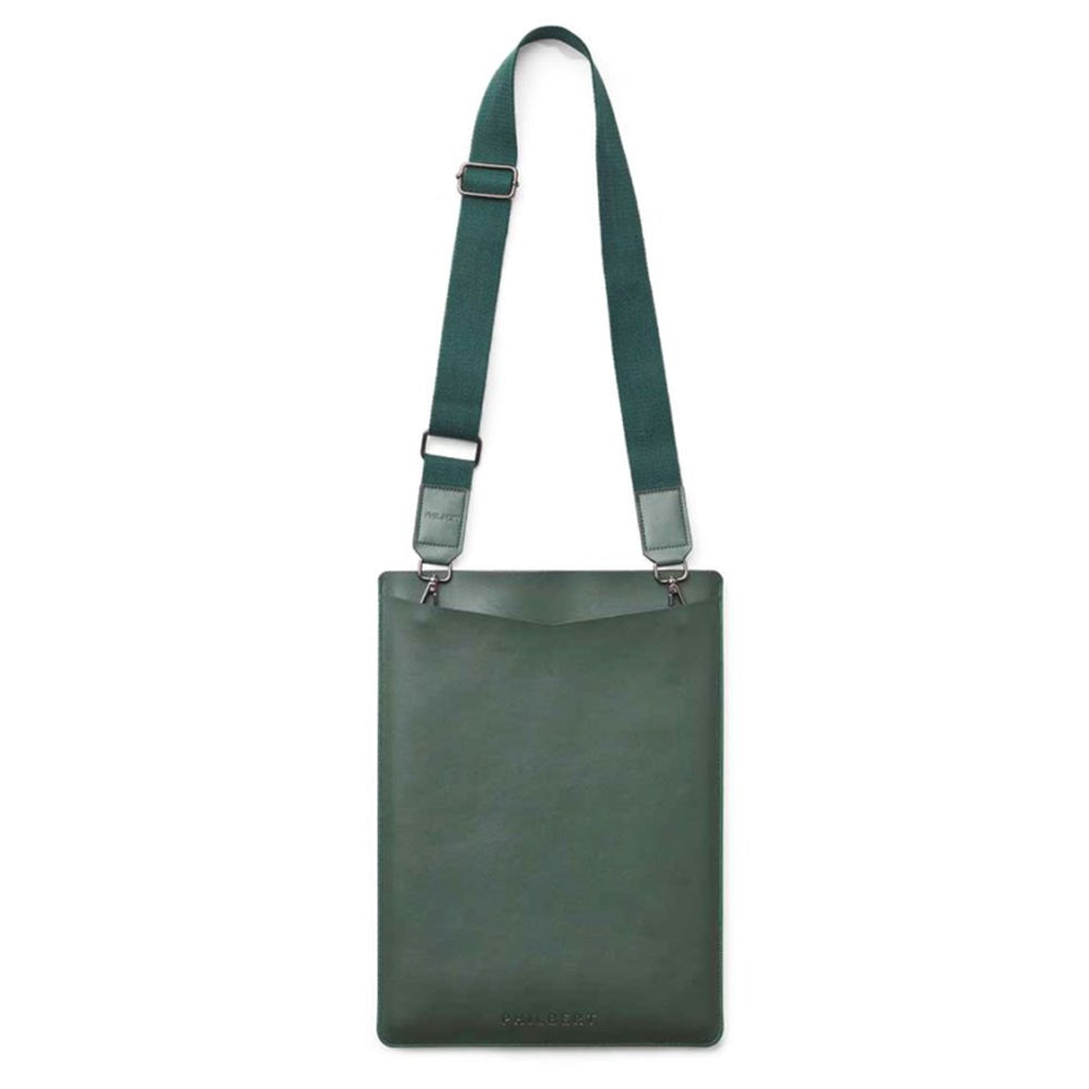 Philbert UltraSlim Vegansk Läder Sleeve med Rem för MacBook / Laptop 15" (35,5 x 25 x 2 cm) - Grön