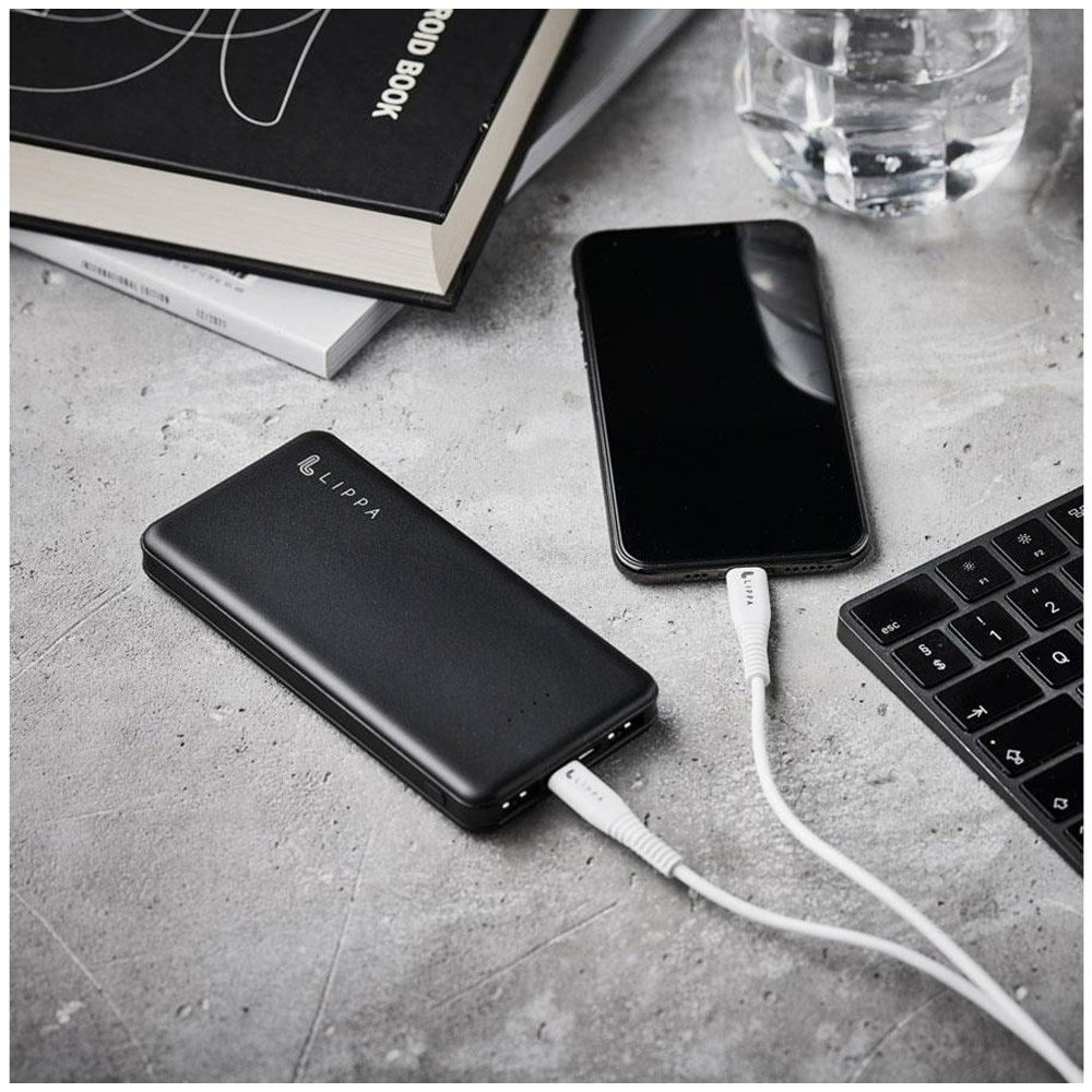 Lippa 10,5W m. USB-A Powerbank 10 000 mAh - Svart