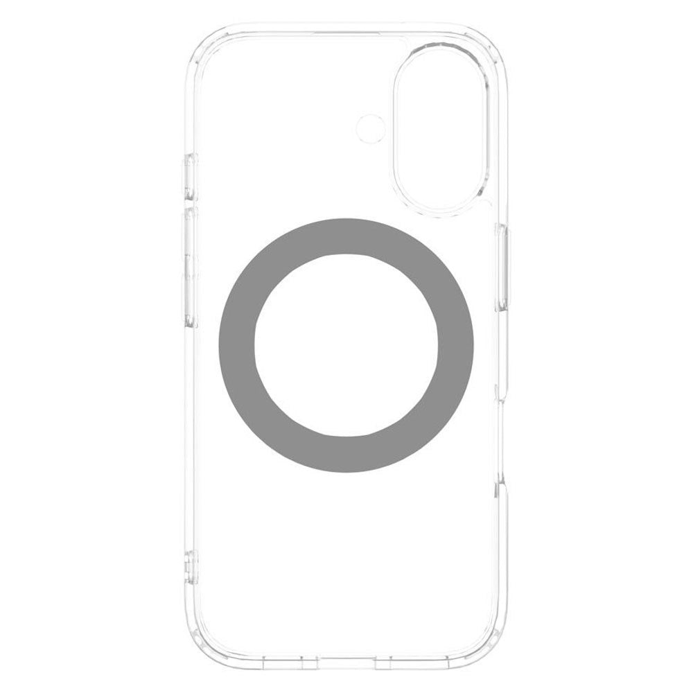 iPhone 16 Lippa Hybrid Plast Skal med 360 Graders Roterande Kickstand - MagSafe Kompatibelt - Genomskinlig / Silver