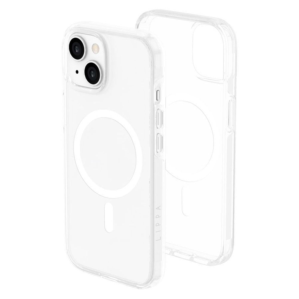 iPhone 15 Lippa Hybrid Plast Skal - MagSafe Kompatibelt - Genomskinlig / Vit
