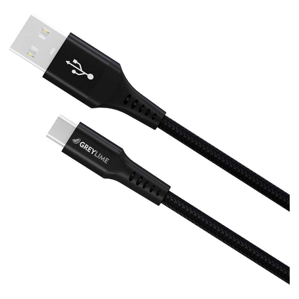 GreyLime 15W Flätade USB-A till USB-C Cable 3 m. - Svart