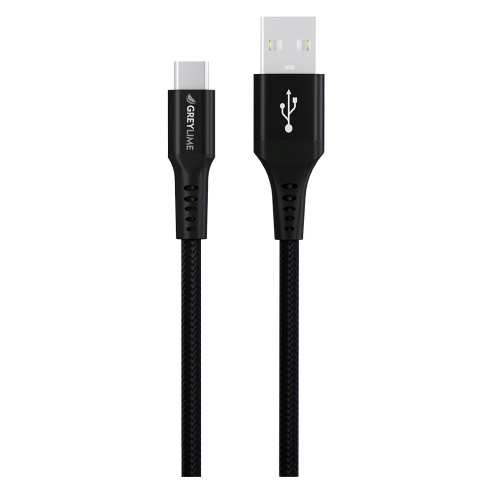 GreyLime 15W Flätade USB-A till USB-C Cable 3 m. - Svart