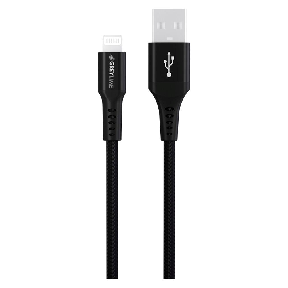 GreyLime 12W Flätade USB-A till Lightning Cable 50 cm - Svart