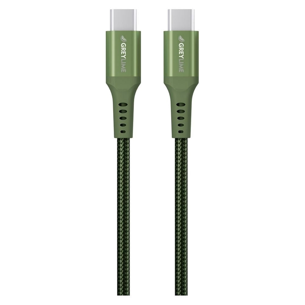 GreyLime 60W Flätade USB-C till USB-C Cable 50 cm. - Grön